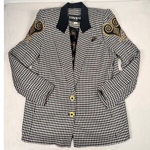 Versace Black and White Houndstooth Blazer